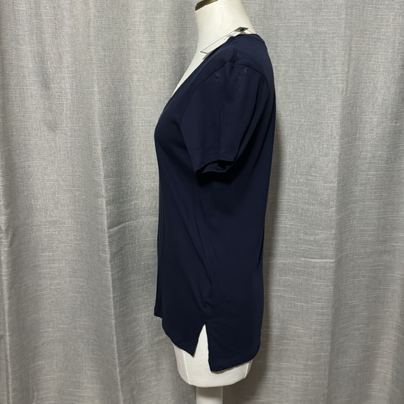 NWT Ralph Lauren Polo Short Sleeve T-Cotton Sz m-Navy-Notched Side Hem-V Neck - Picture 6 of 16